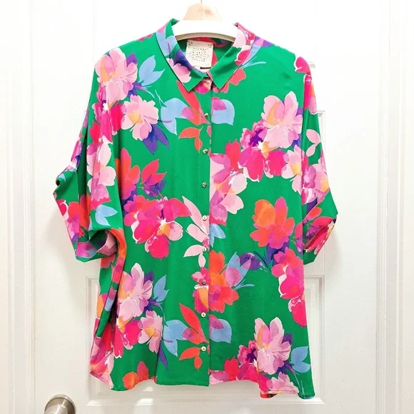 Johnny Was Nadine Silk Shirt Size Large - Picture 2 of 9